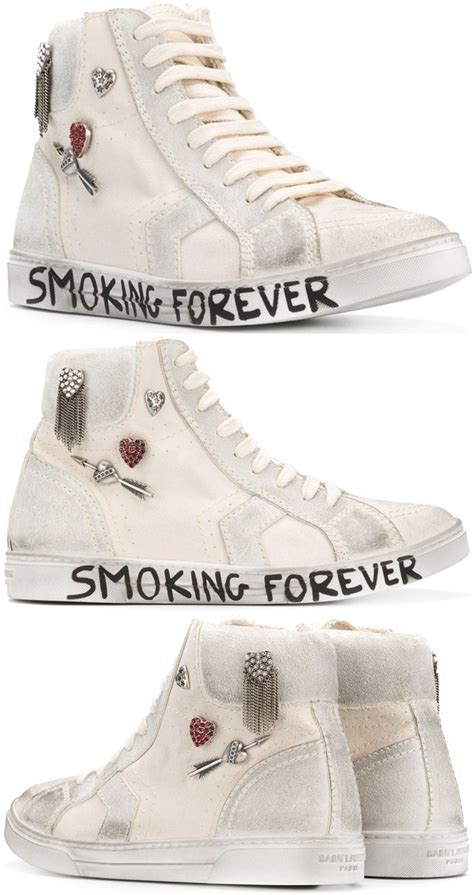 Embellished Smoking Forever Sneakers .